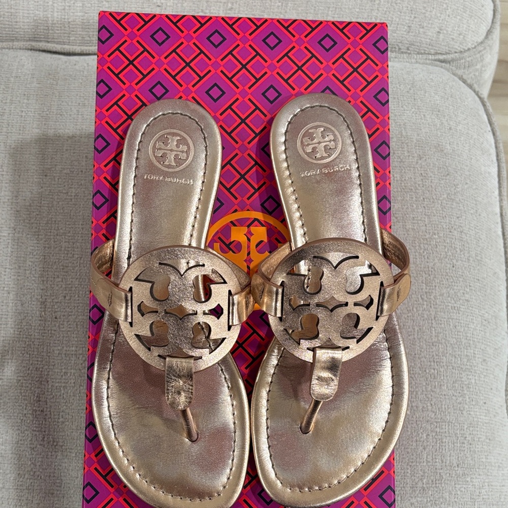 Tory Burch Gold Logo Sandals